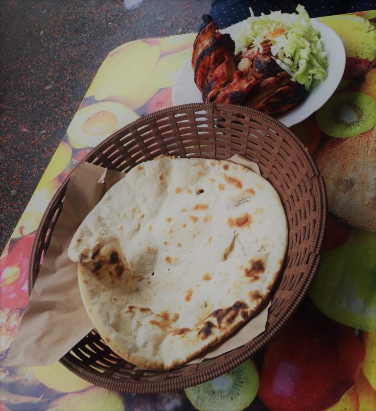 Naan and chicken tikka