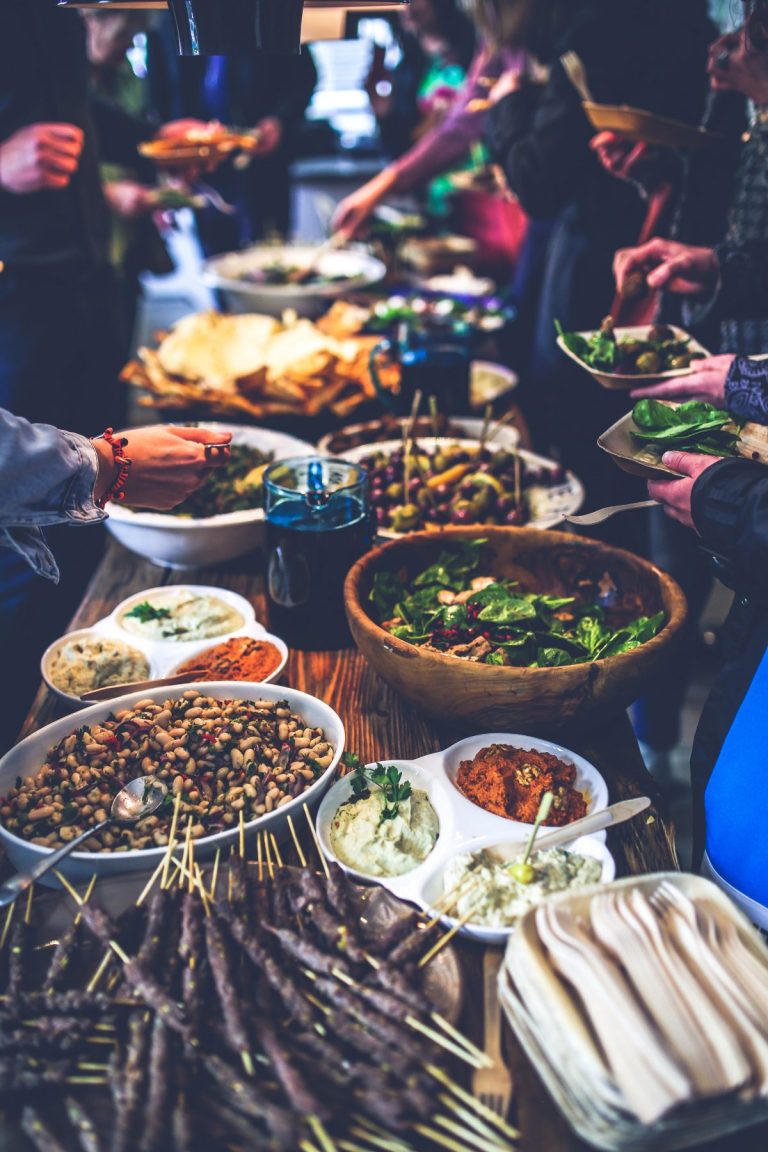 Food displayed on a table.
