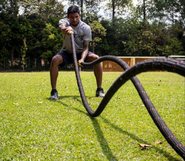 Battle ropes will give you good cardio, and a complete body workout