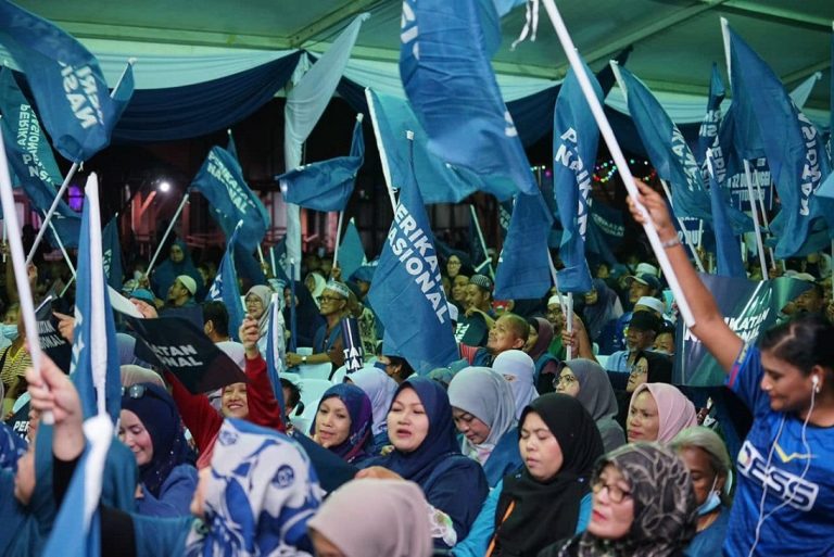 Perikatan Nasional supporters at a gathering.