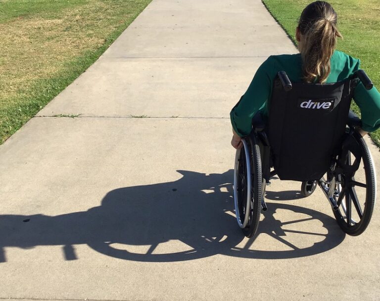 A person in a wheelchair.