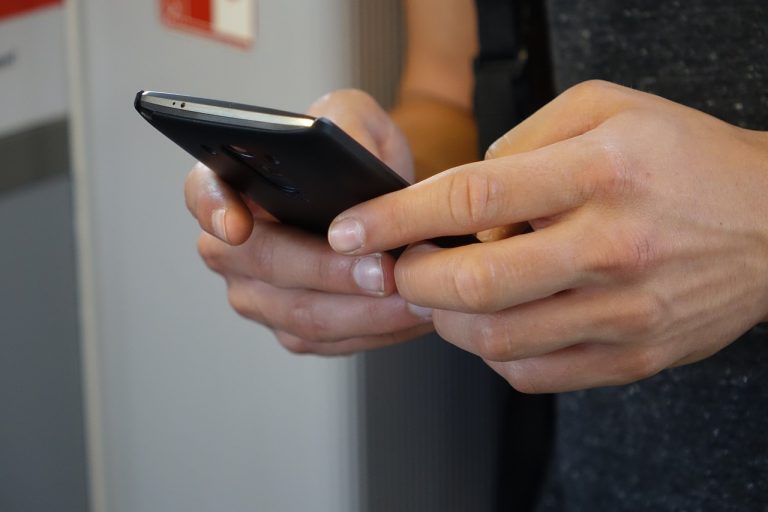 Woman using a mobile phone.