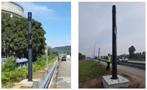 Newly installed AWAS cameras installed on the North South Expressway.