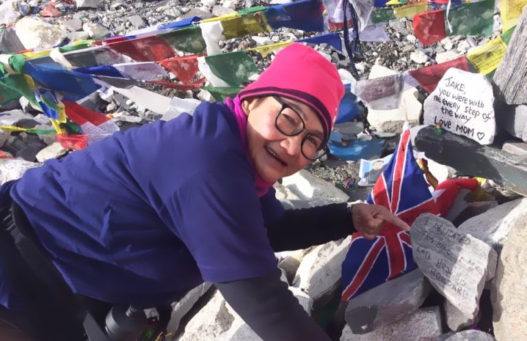 Shima Hassan at the base camp at Mount Everest.