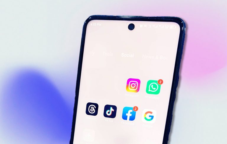 Picture of a phone with social media applications.