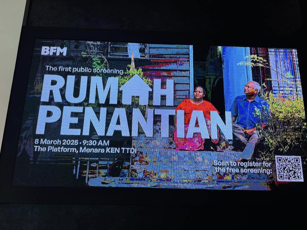 A 30-minute documentary by radio station BFM was screened on March 8, 2025 at Menara Ken, Taman Tun Dr Ismail, Kuala Lumpur.