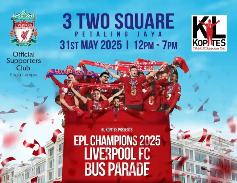 KL Kopites, the Official Liverpool Supporters Club, will host an ‘EPL Champions 2025 Liverpool FC Bus Parade’ on May 31, offering fans a chance to win exciting prizes, including a matchday ticket to watch Liverpool take on Manchester United at Anfield next season.