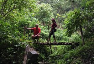 Pola Singh and a fellow hiker at Bukit Kiara, Kuala Lumpur.