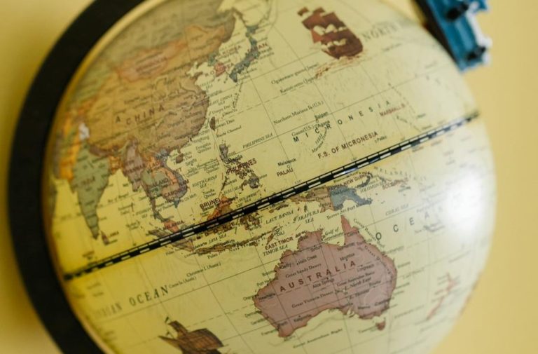 A globe that focuses on Indo Pacific
