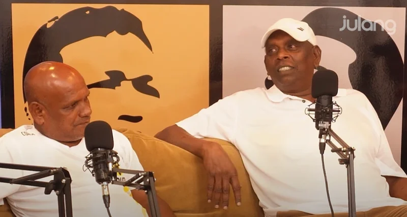 R. Ramachandran (left) and V. Selvam on a recent Julang episode that went on air in August 2025.