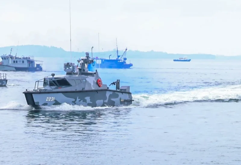 A Royal Malaysian Navy boat patrolling the waters of Sabah.