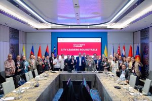 Digital Minister Gobind Singh Deo is joined by mayors and city leaders from Southeast Asia at the City Leaders' rountable forum on Sept 19, 2025 at the Kuala Lumpur Convention Centre.