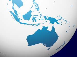 A globe zooming in our Southeast Asia, Australia & New Zealand.