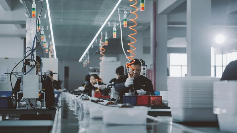 Workers in a factory in China.