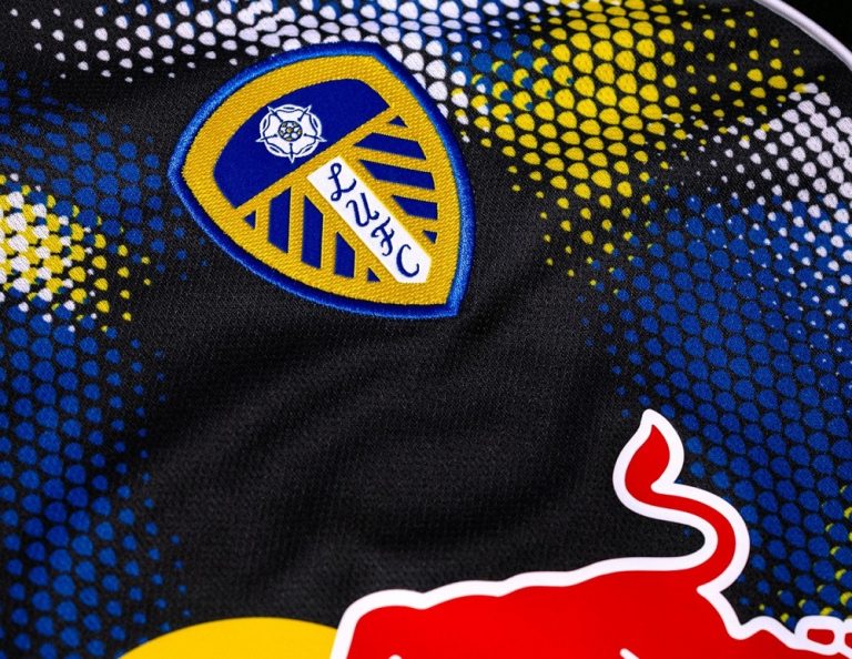 Leeds United logo on its jersey.