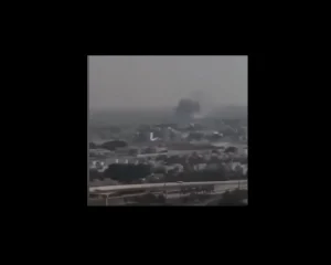 Smoke seen from a building in this video grab after Israel bombed Doha on Sept 9, 2025.