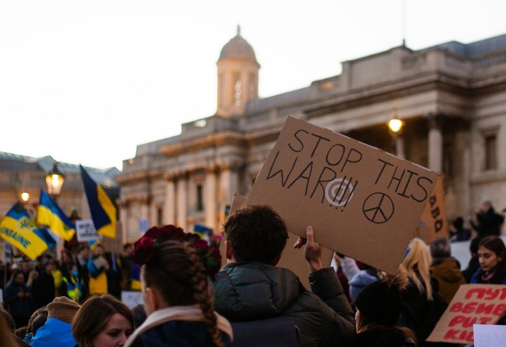 Protestors against the Russia-Ukraine war.