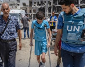 An injured child in Gaza. Image: WHO
