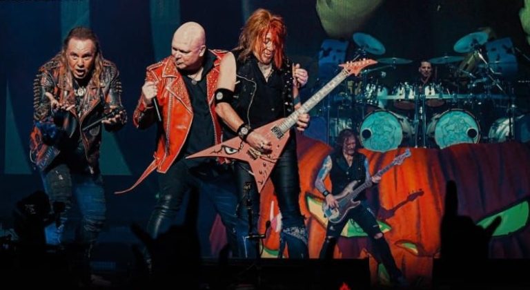 Metal band Helloween performing on stage.