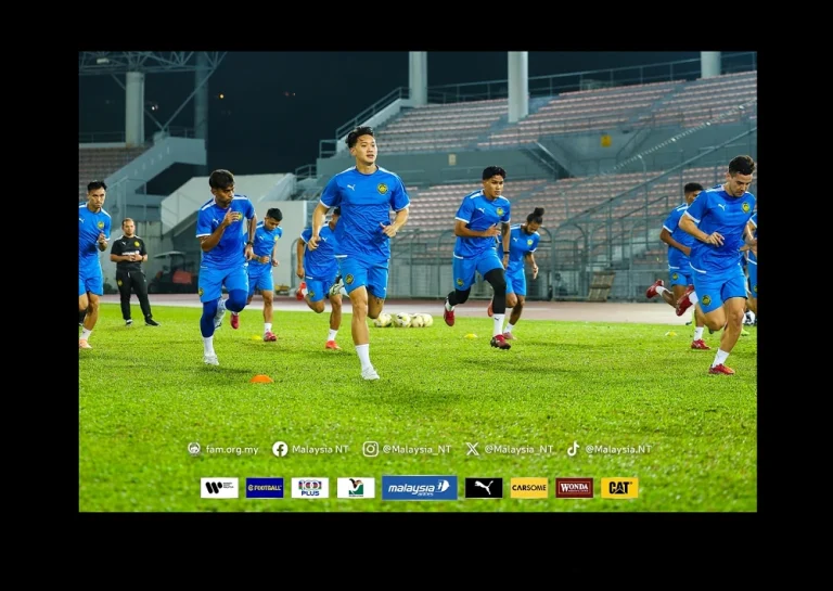 Malaysia national football team training on Nov 12, 2025 ahead of their Asian Cup qualifier against Nepal in Kuala Lumpur.