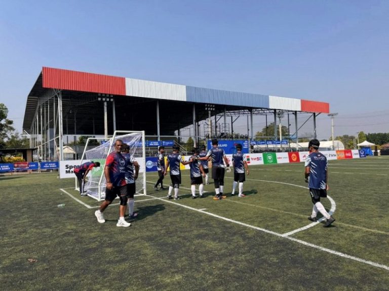 Malaysia's blind football team training.