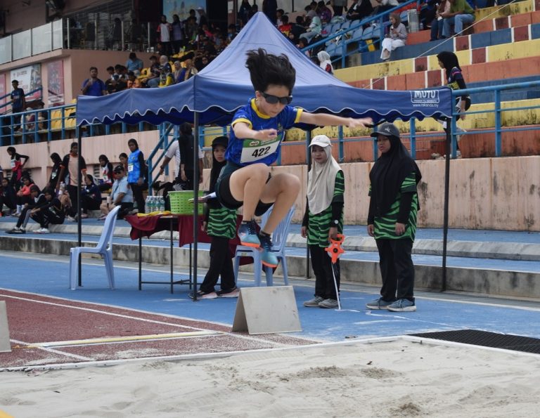 A participant in the long jump event at the FT Athletics Association Junior All Comers meet at the Universiti Putra Malaysia stadium in Serdang, Selangor on February 15, 2026.