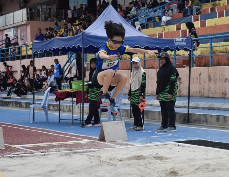 A participant in the long jump event at the FT Athletics Association Junior All Comers meet at the Universiti Putra Malaysia stadium in Serdang, Selangor on February 15, 2026.