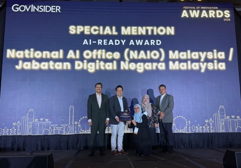 Representatives from NAIO and JDN at the GovInsider Future of Innovation Awards in Singapore in March 2026.