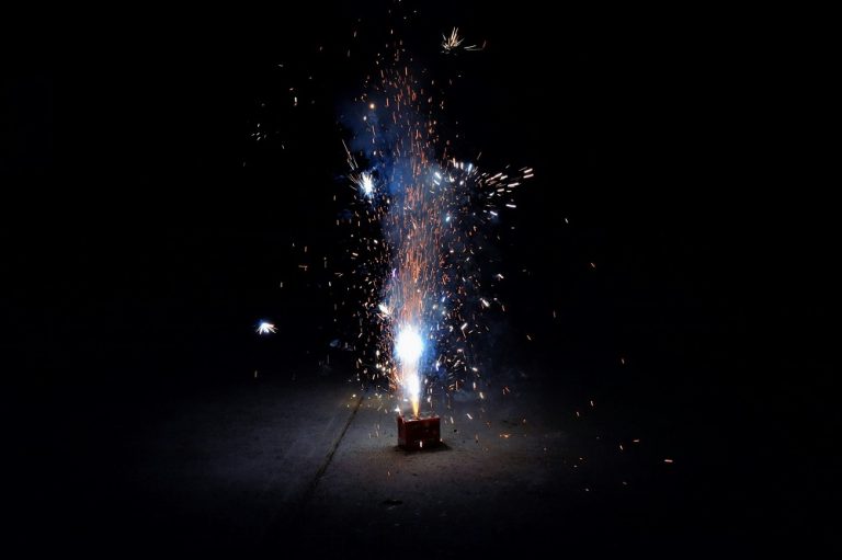 Fireworks being lit.