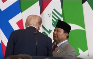 Indonesian president Prabowo Subianto and US president Donald Trump appeared to be unaware that a live microphone was recording their conversation at the end of a Gaza press event in Egypt in October 2025.