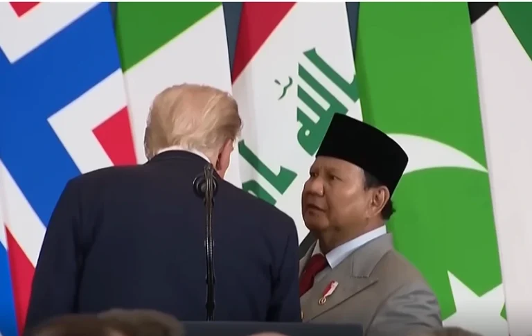 Indonesian president Prabowo Subianto and US president Donald Trump appeared to be unaware that a live microphone was recording their conversation at the end of a Gaza press event in Egypt in October 2025.
