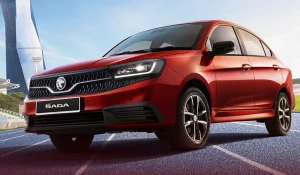 A side view of the Proton Saga 2026 model.