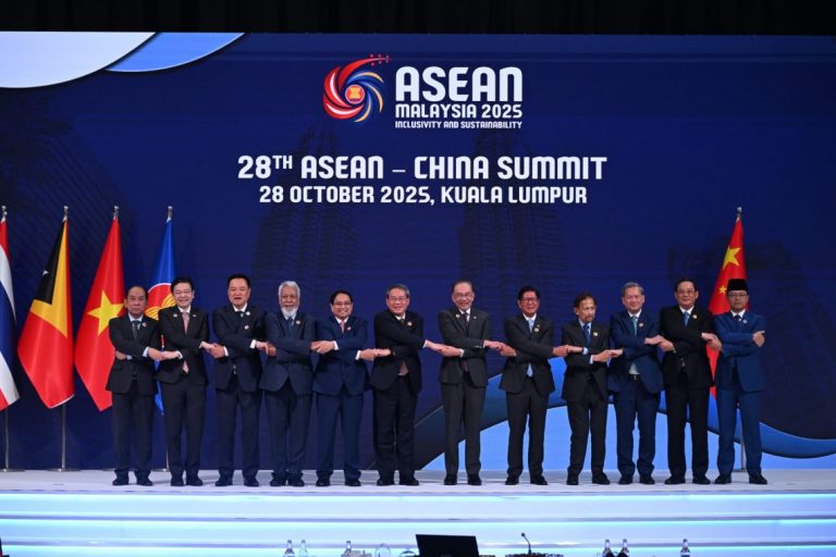Leaders from China and Southeast Asian nations at the 28th ASEAN-China Summit in Kuala Lumpur in 2025.