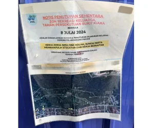 A notice at Bukit Kiara indicating when the upgarding works started.