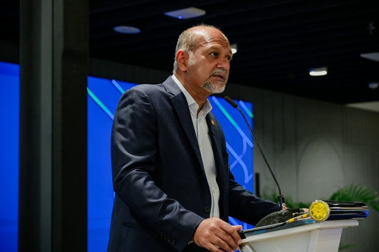 Digital Minister Gobind Singh Deo speaking at the launch of Standard Chartered’s Fusion Center in Bukit Jalil, Kuala Lumpur on April 6, 2026.