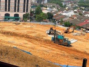 Ongoing land clearing works for the National Landscape Department's administration building project in Bukit Kiara, Taman Tun Dr Ismail in May 2026. Image: Pola Singh.