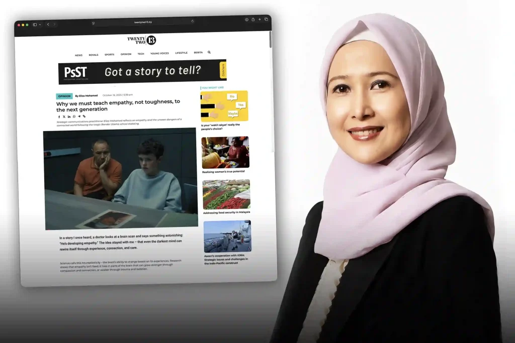 An image of Twentytwo13's columinst Eliza Mohamed and her winning article.