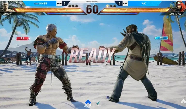 A scene from TEKKEN 8 Top 8 at Evo Japan 2026.
