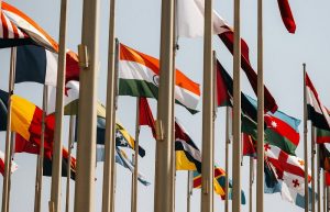 World flags lined up.