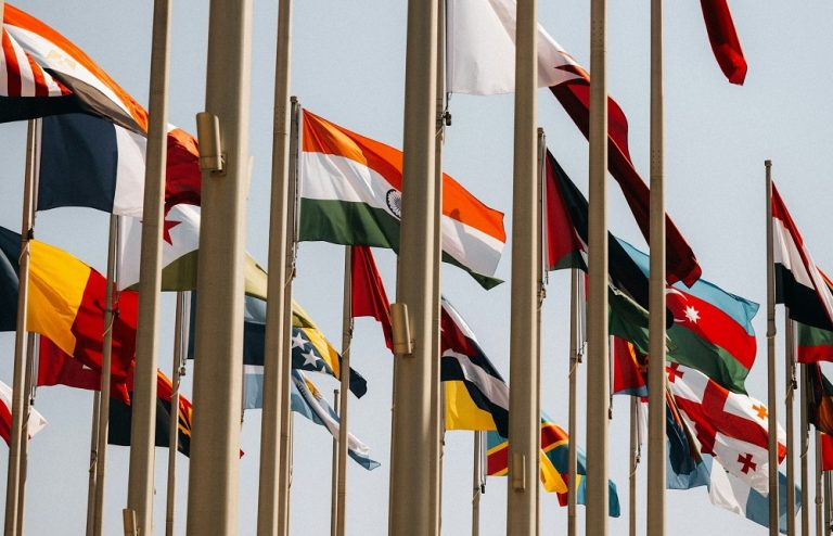 World flags lined up.