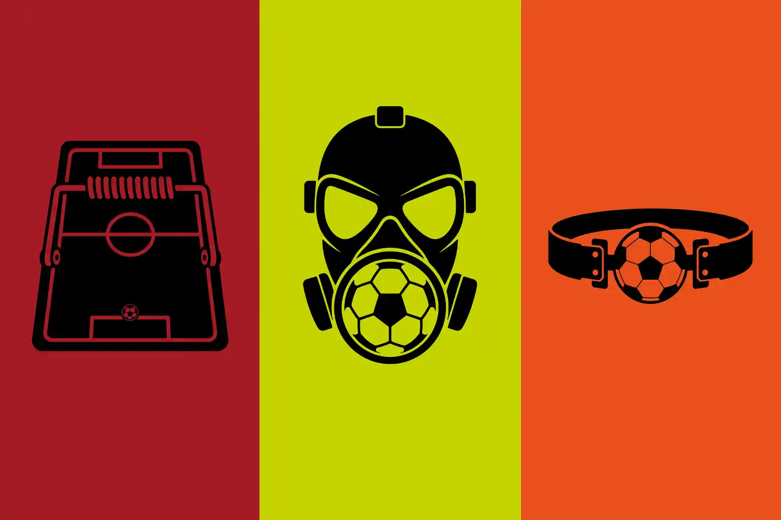 The Bread and Football series by Iranian artist Behnam Raeesian. From left: The Beautiful Trap, Toxic Match, and Diversion.