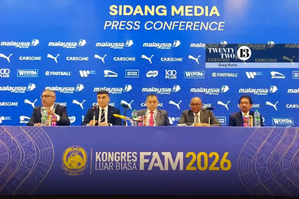FAM and AFC officials at the press conference after the FAM extraordinary congress at PJ Hilton on June 4, 2026.