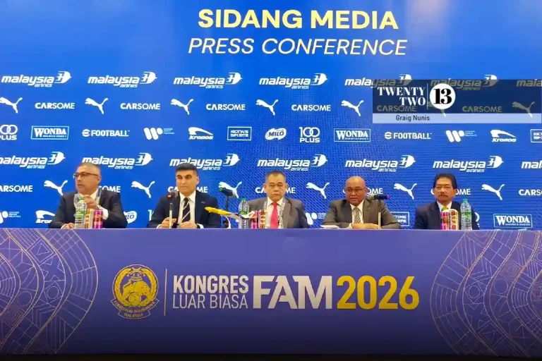 FAM and AFC officials at the press conference after the FAM extraordinary congress at PJ Hilton on June 4, 2026.