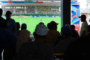 Fans watching a World Cup match in Senggarang, Johor.