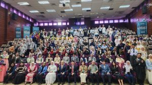 Officials and participants of the 21st 21st Korean Speech Contest 2026 at the Auditorium Tun Mohamed Suffian, Faculty of Law, Universiti Malaya on July 18, 2026.