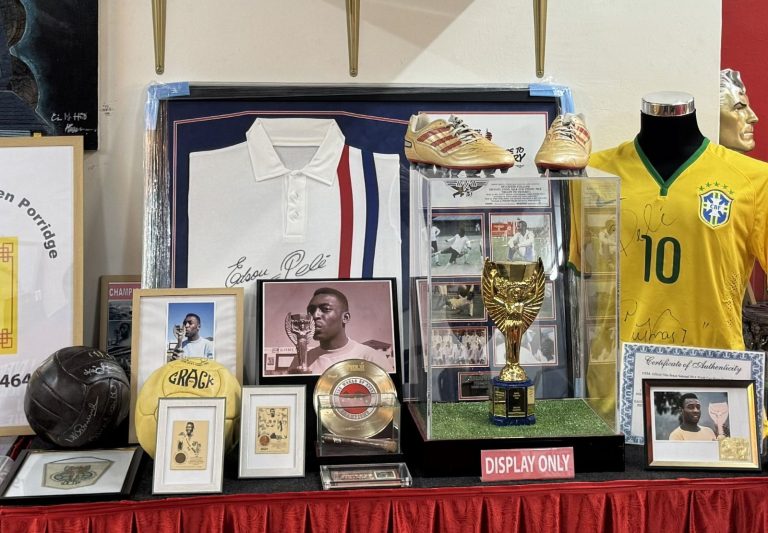 Part of the Pele collection at Hollywood Treasures’ studio.