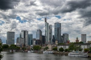 A scene of the city of Frankfurt, Germany.