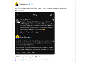 Khairul Aming's message on Threads about details of his phone bill that was made public.