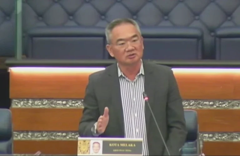 Kota Melaka MP Khoo Poay Tiong speaking in the Dewan Rakyat on July 8, 2026.