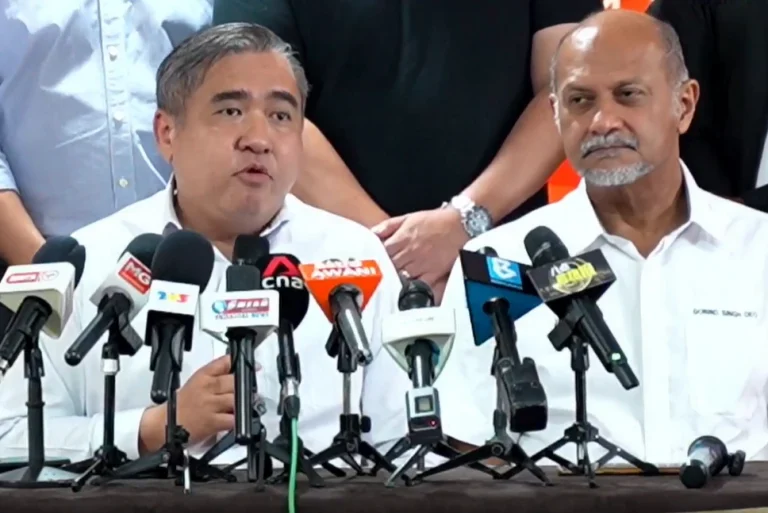 Anthony Loke speaking to the media after the CEC meeting on Aug 3, 2026. Next to him is DAP national chairman Gobind Singh Deo.